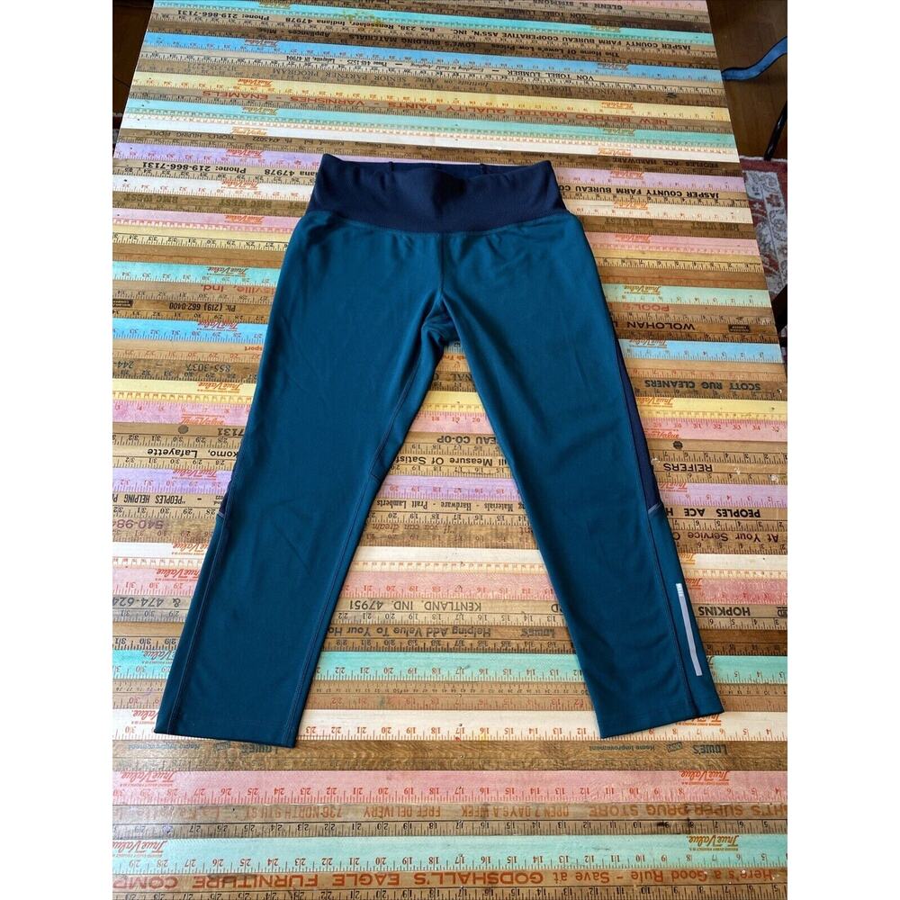 REI Coop M Womens Emerald Green Black Outdoor Hiking Crop Leggings Yoga Walk Run